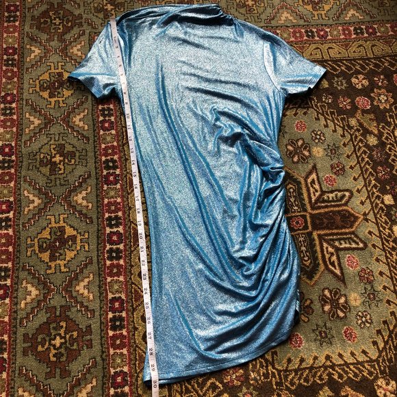 Electric "Mykonos Blue" Asymmetrical Ruched Tunic Top XS *BRAND NEW* - Picture 9 of 15